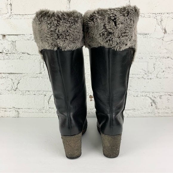 Timberland Monogram Tall Slip In Fur Top Wedge Boots 8.5 - Picture 8 of 13